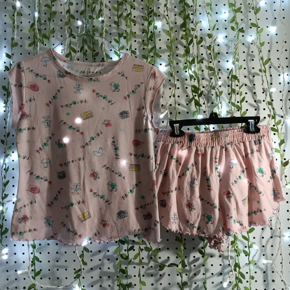 Kids Pink Patterned Shorts Set